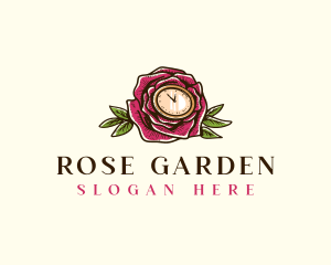 Rose Clock Floral logo design