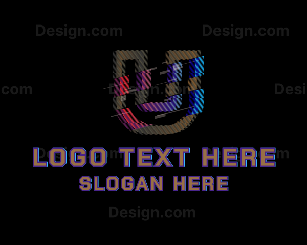 Gradient Glitch Letter U Logo