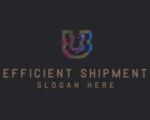 Gradient Glitch Letter U Logo