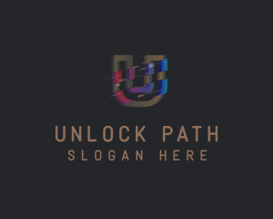 Gradient Glitch Letter U logo design