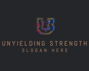 Gradient Glitch Letter U logo design