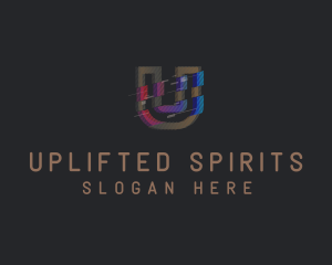 Gradient Glitch Letter U logo design