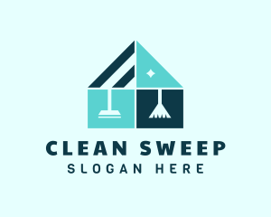 Clean House Squeegee Broom logo design