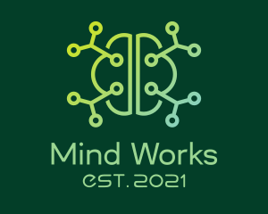 Minimalist Brain Molecule logo design