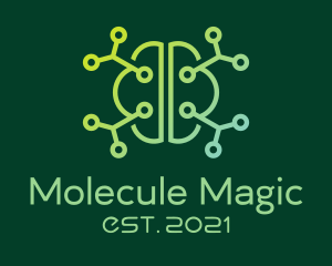 Minimalist Brain Molecule logo design