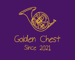 Golden Musical Trumpet  logo design