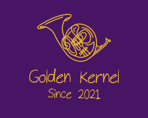 Golden Musical Trumpet  logo design