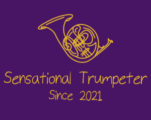 Golden Musical Trumpet  logo design