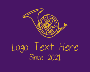 Flute - Golden Musical Trumpet logo design