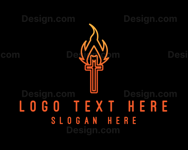 Holy Crucifix Flame Logo