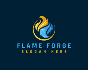 Flaming Cold Fire Thermostat logo design