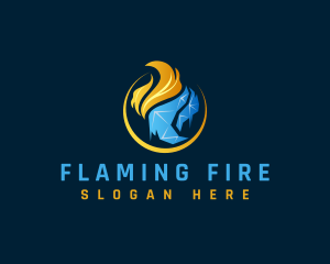 Flaming Cold Fire Thermostat logo design