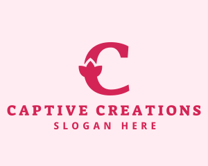 Pink Letter C Flower  logo design