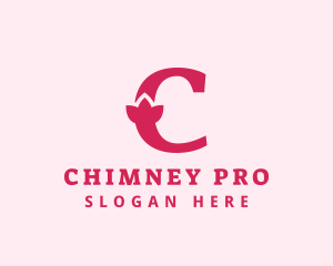 Pink Letter C Flower  logo design