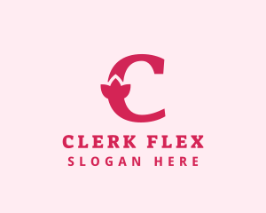 Pink Letter C Flower  logo design