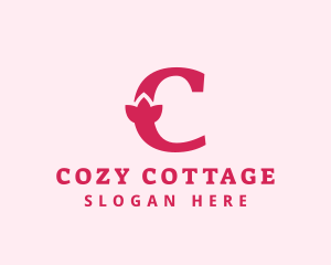 Pink Letter C Flower  logo design