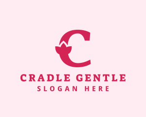 Pink Letter C Flower  logo design