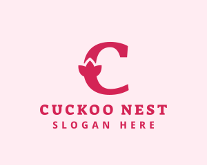 Pink Letter C Flower  logo design