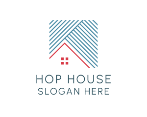 Roof House Line Art logo design