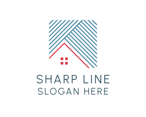 Roof House Line Art logo design