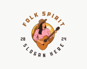 Cowgirl Guitar Western Music logo