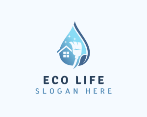 Eco Housekeeping Broom logo design