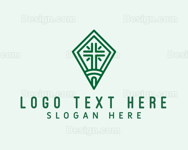 Green Religious Cross Logo