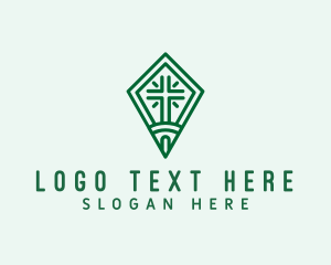 Green Religious Cross logo