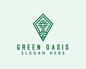 Green Religious Cross logo design