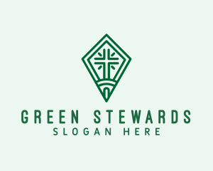 Green Religious Cross logo design