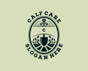 Lawn Care Shovel Gardening logo design