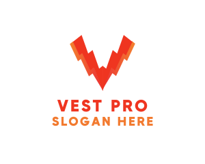 Orange Bolt Letter V logo design