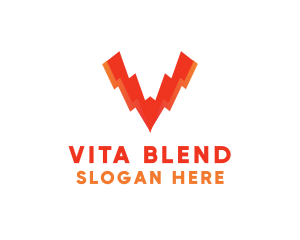 Orange Bolt Letter V logo design