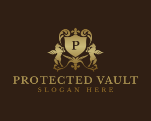 Ornate Flying Pegasus Shield  logo design