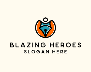 Creative Pen Superhero logo design