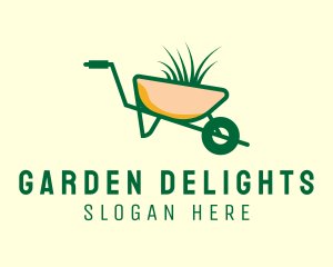 Wheelbarrow Gardening Plant logo design