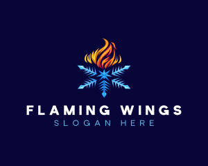 Burning Fire Snowflake logo design