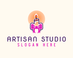 Candle Ribbon Gift logo design