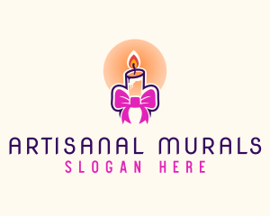 Candle Ribbon Gift logo design