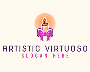 Candle Ribbon Gift logo design