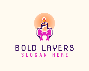 Candle Ribbon Gift logo design