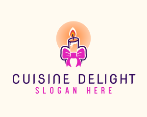 Candle Ribbon Gift logo design