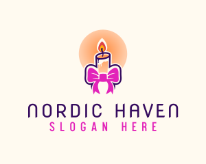 Candle Ribbon Gift logo design