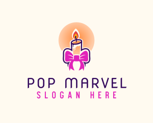 Candle Ribbon Gift logo design