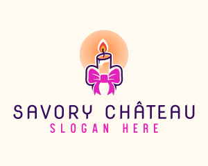 Candle Ribbon Gift logo design