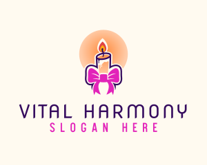 Candle Ribbon Gift logo design