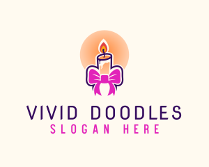 Candle Ribbon Gift logo design