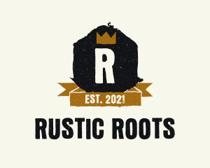 Rustic Royal Crown Letter logo design