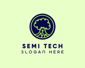 Green Tech Tree  logo design