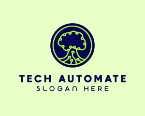 Green Tech Tree  logo design